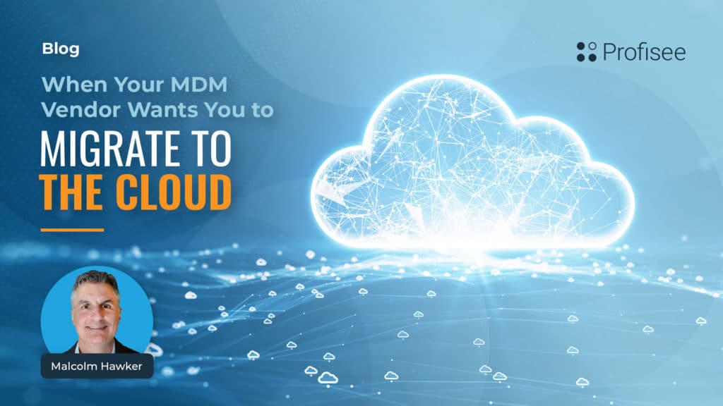 A blog advertisement recommending Master Data Management (MDM) vendors for cloud migration.