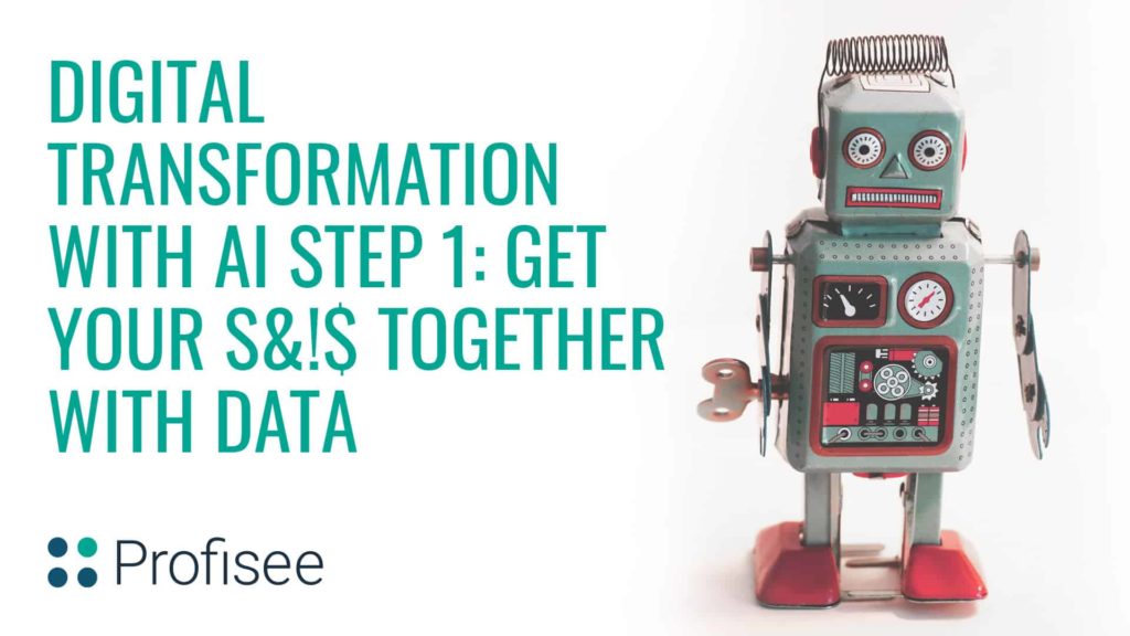 A digital transformation slide with a toy robot and Profisee logo