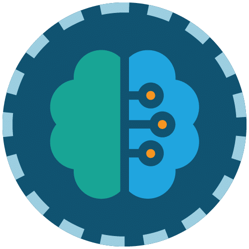 AI technology symbol represents a connected network of ideas.