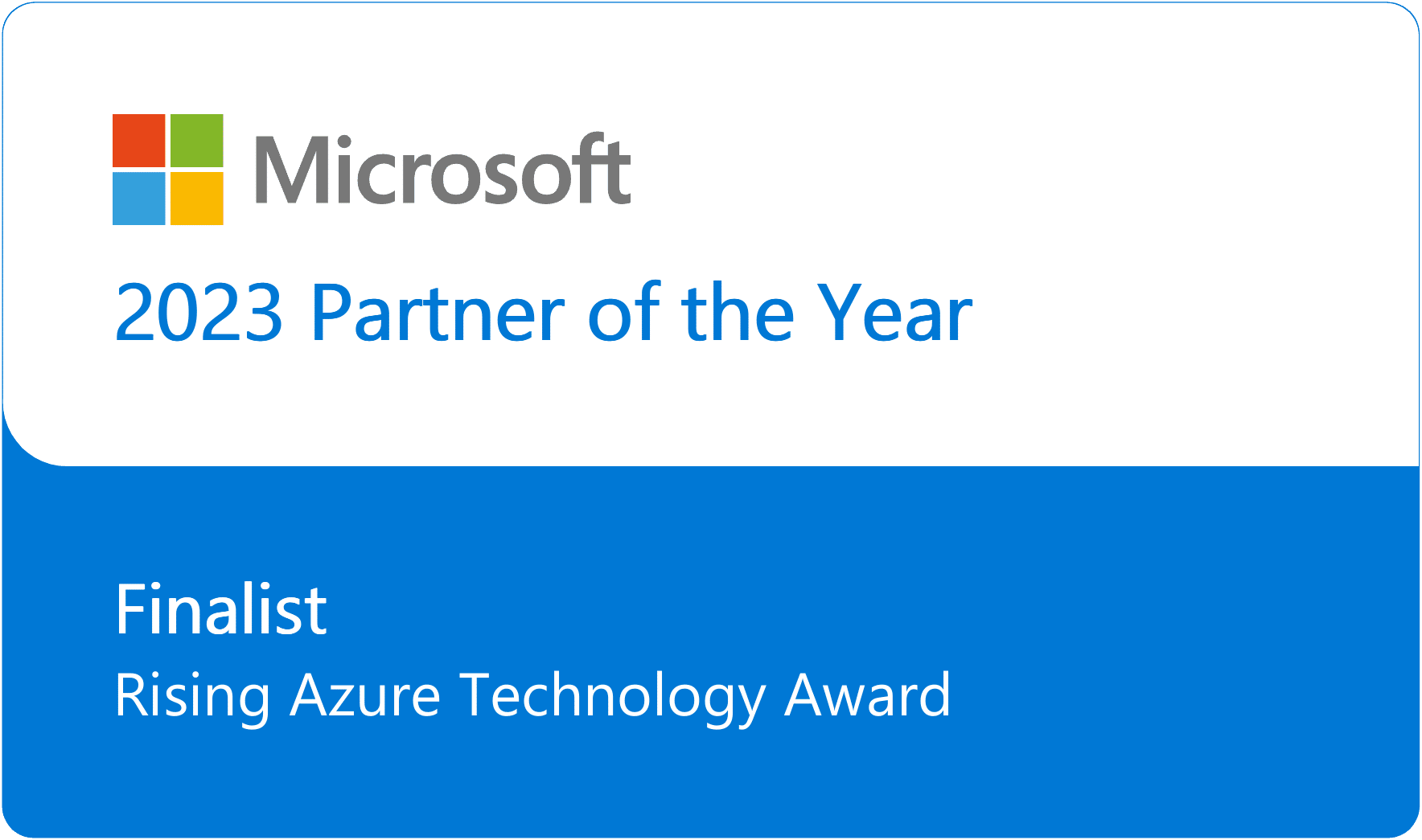 Image shows Profisee recognized as Finalist of 2023 Microsoft Rising Azure Technology Award Partner of the Year.